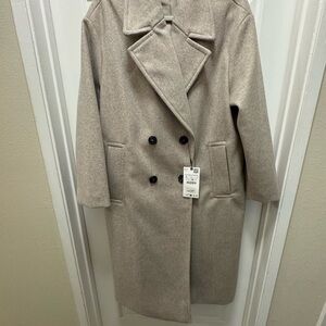 ZARA Stylish Beige Double-Breasted Coat